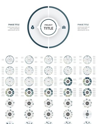 墨绿色循环图圆形信息图PPT模板素材Cycle Infographics