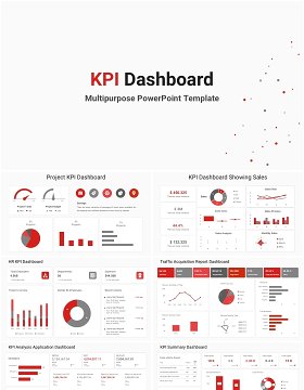 多用途KPI仪表盘时间目标销售信息图表PPT素材模板Kpi dashboard powerpoint template