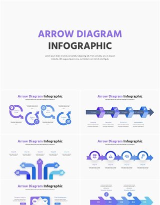 箭头图流程图信息图PPT模板素材Arrow Diagram