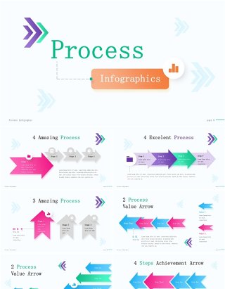 流程图结构图信息图表PPT模板Process Infographic (Light Version)