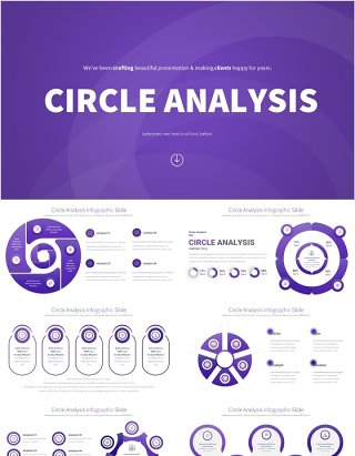 圆形信息图分析PPT模板Circle Analysis - Color 07 (Deep Purple)