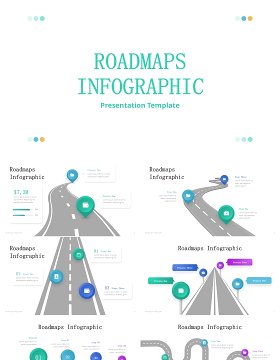 旅游导航路线图信息图PPT模板Roadmaps  Infographic - Presentation Template