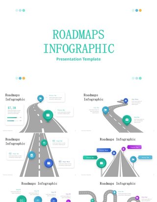 旅游导航路线图信息图PPT模板Roadmaps  Infographic - Presentation Template