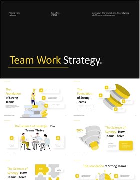 团队精神团队合作策略信息图表PPT模板Team Work Strategy