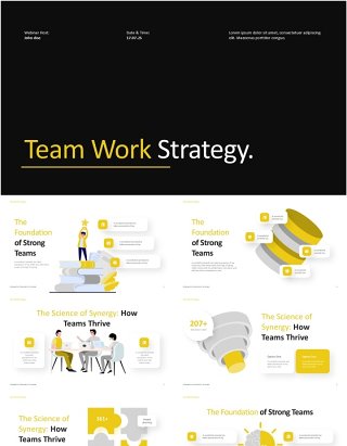 团队精神团队合作策略信息图表PPT模板Team Work Strategy