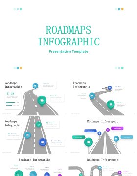 旅游导航路线图PPT信息图表素材Roadmaps