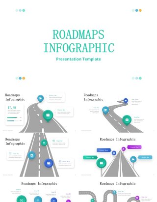 旅游导航路线图PPT信息图表素材Roadmaps