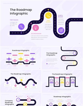 旅游路线图PPT信息图表素材Roadmap Infographic Presentation