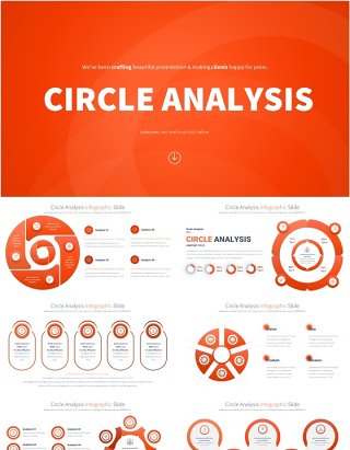 圆形信息图分析PPT模板Circle Analysis - Color 09 (Orange)