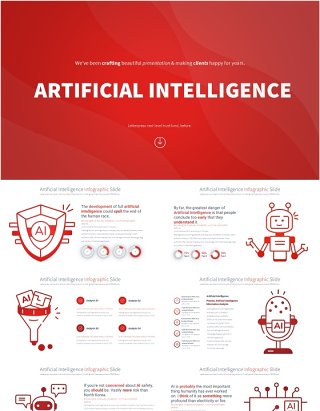 人工智能PPT模板素材信息图Artificial intelligence - Color 10 (Red)