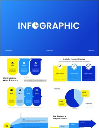 数字信息图表PPT素材模板Infographic