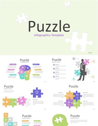 拼图信息图PPT素材模板puzzle infographics powerpoint