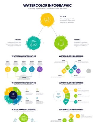 水彩信息图表PPT模板Watercolor Infographics