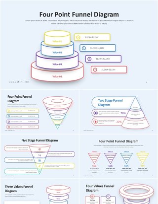 四个模块漏斗图PPT模板Funnel Diagram - Presentation Template