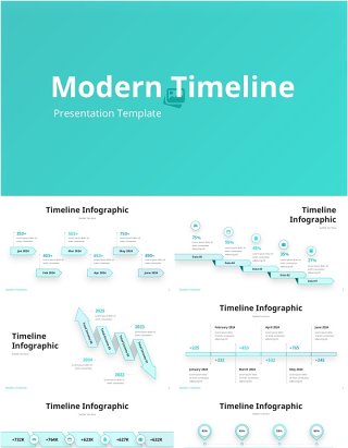 时间轴时间线发展PPT模板Modern Timeline