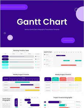 工作时间项目计划表PPT素材模板Gantt Chart Infographic - Powerpoint