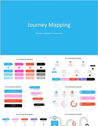 旅行旅游地图导航路线图PPT模板信息图Journey Mapping Infographic - Powerpoint