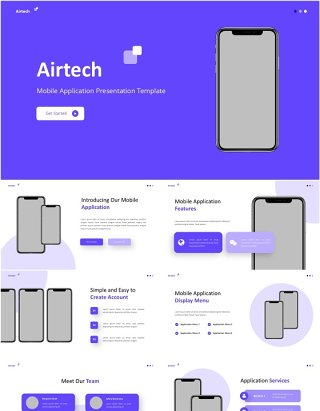 蓝色软件技术手机APP开发服务PPT素材模板Airtech Powerpoint Template