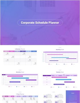 公司项目进度计划信息图PPT模板Corporate Schedule Planner