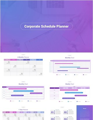 公司项目进度计划信息图PPT模板Corporate Schedule Planner