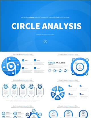 圆形信息图分析PPT模板Circle Analysis - Color 05 (Blue)