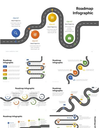 产品规划路线路导航地图PPT模板Roadmap V1 - Presentation Template