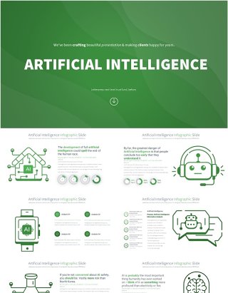 AI人工智能信息图PPT模板Artificial intelligence - Color 02 (Green)