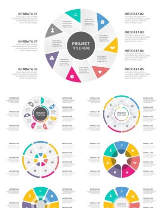 7步骤循环图信息图PPT模板素材7 Steps Cycle Infographics