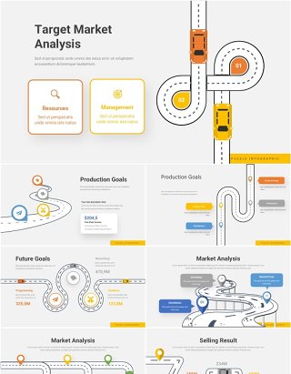 导航旅游路线图PPT信息图Roadmaps Infographic