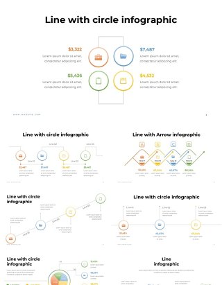 彩色线型线条流程信息图表PPT模板Line Infographic - Presentation Template