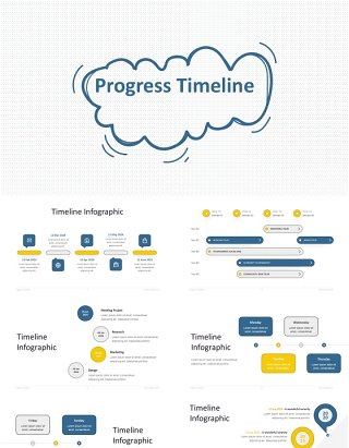 项目进度时间表信息图PPT模板Progess Timeline - Light Version (No Image)