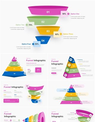 漏斗图信息图表PPT模板Funnel Infographic