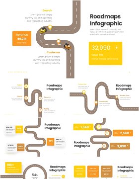 旅游导航路线图PPT信息图Roadmaps Infographic - Presentation Template