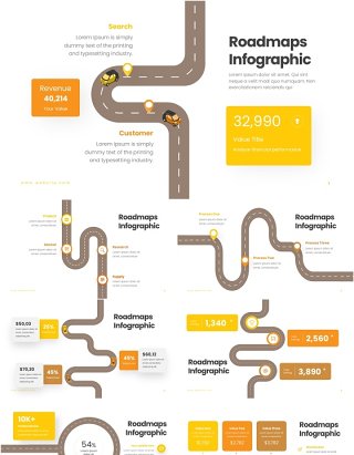 旅游导航路线图PPT信息图Roadmaps Infographic - Presentation Template