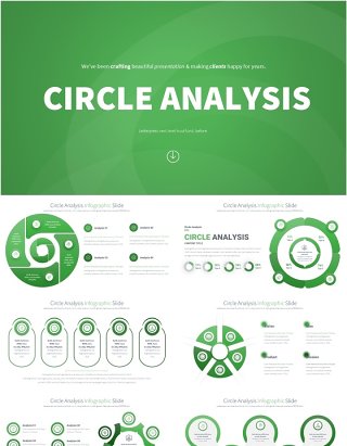 圆形信息图分析PPT模板Circle Analysis - Color 02 (Green)