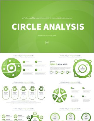 圆形信息图分析PPT模板Circle Analysis - Color 03 (Light Green)