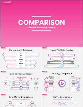 商业市场对比信息图表PPT素材模板Comparison - Infographic Presentation Template