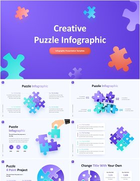 创意拼图信息图表PPT模板Creative Puzzle Infographic (Light)