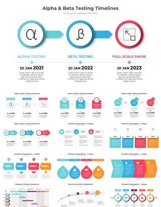 63页时间线时间轴信息图表PPT模板Timeline Infographics