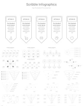 190页简洁涂鸦多用途信息图表PPT模板Scribble Infographics