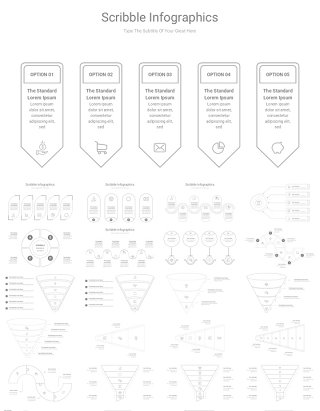 190页简洁涂鸦多用途信息图表PPT模板Scribble Infographics