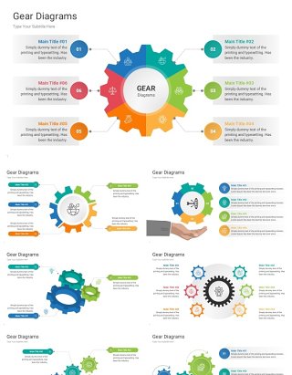 齿轮关系图信息图PPT模板Gear Diagrams