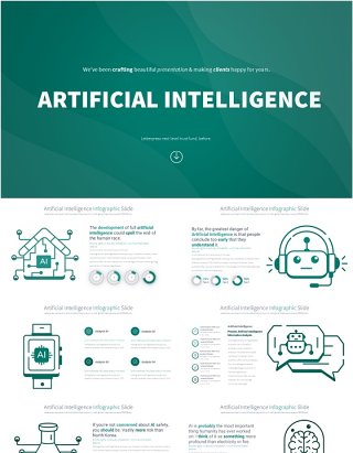 AI人工智能信息图PPT模板Artificial intelligence - Color 01 (Teal)