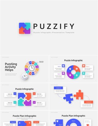 创意拼图PPT模板Puzzle is Creative