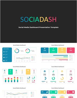 社交媒体PPT信息图表素材模板Sociadash PowerPoint