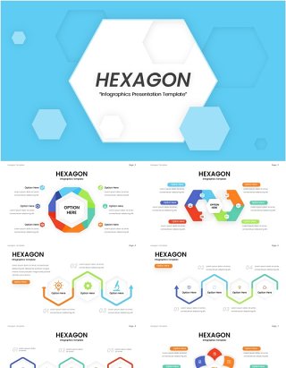 六边形PPT信息图表模板素材hexagon ppt