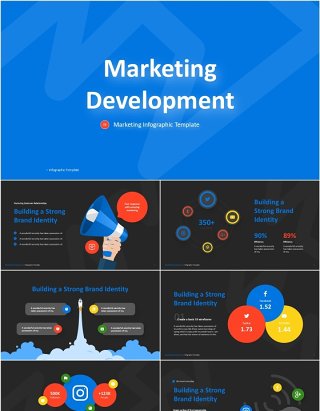 市场开发拓展信息图PPT模板Marketing Development Dark