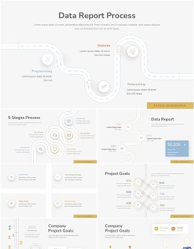 旅游路线图导航地图信息图PPT模板Roadmap Infographic