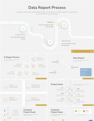 旅游路线图导航地图信息图PPT模板Roadmap Infographic