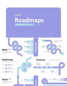 路线图导航地图信息图PPT模板Roadmaps